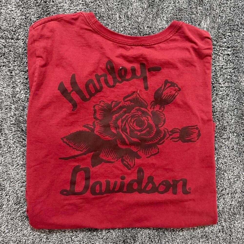 Y2K style Harley Davidson red rose grunge goth style biker womens size xl